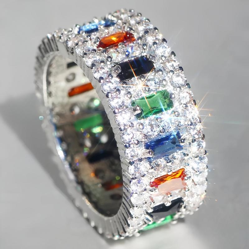 Women's Synthetic Zirconia Inlaid Ring, Luxurious & Trendy